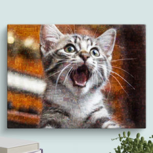 Large Cat Photo Mosaic with kitten portrait filled many single photos