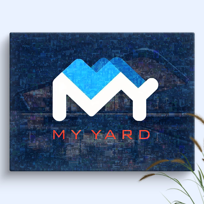 Business Photo Collage Mosaic with company logo filled with any photos