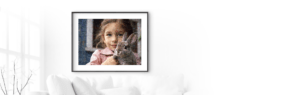 Large Pet Photo Mosaic with little girl holding a rabbit and many single photos