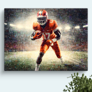 Football Sport Mosaic with Receiver as main image filled with many sport photos