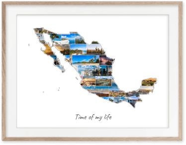 Travel Photo Collage in Shape of Mexico filled with travel pictures