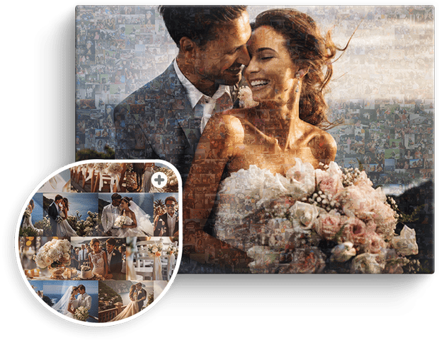wedding photo mosaic collage